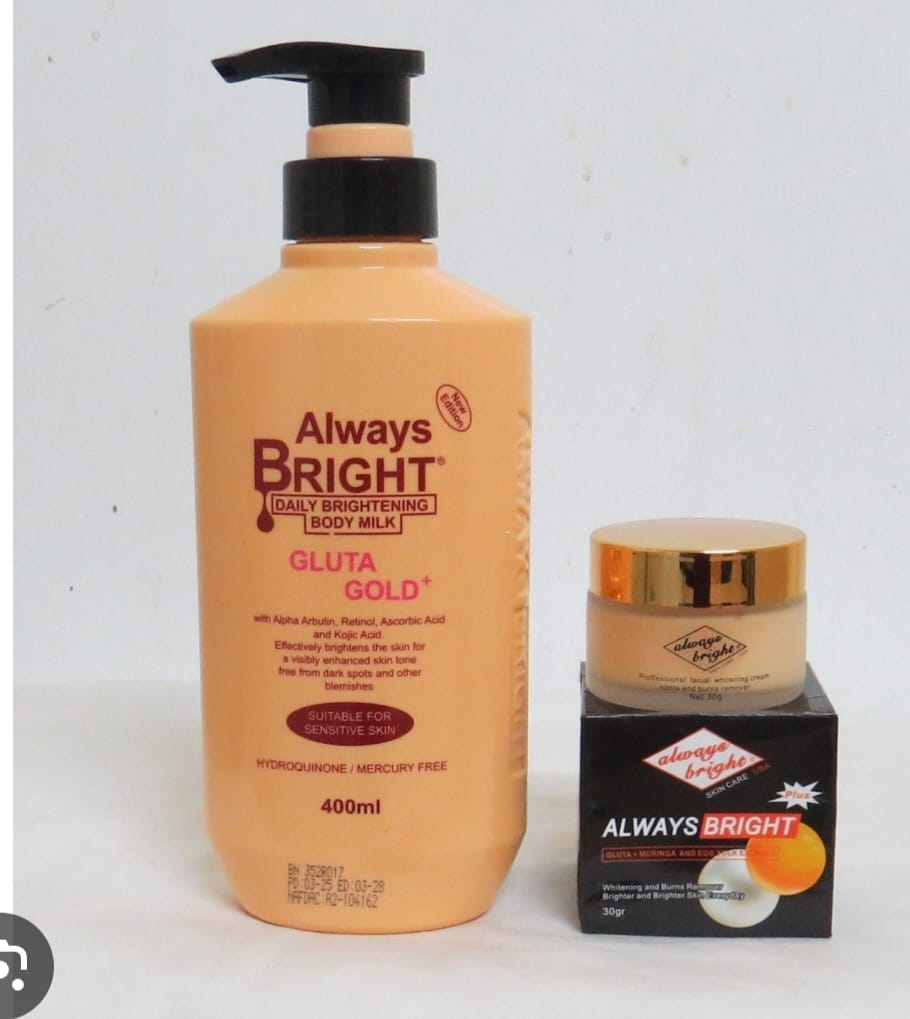 ALWAYS BRIGHT BRIGTHENING BODY Milk AND FACE Cream set